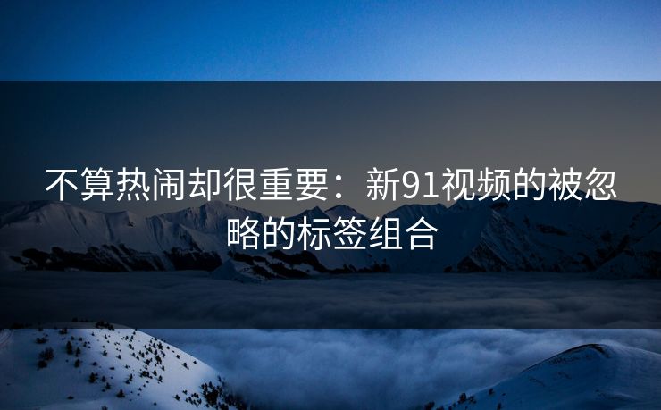 不算热闹却很重要：新91视频的被忽略的标签组合