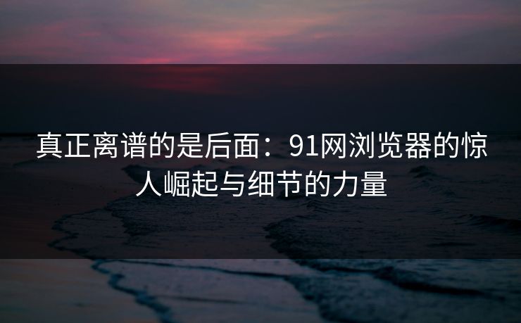 真正离谱的是后面：91网浏览器的惊人崛起与细节的力量