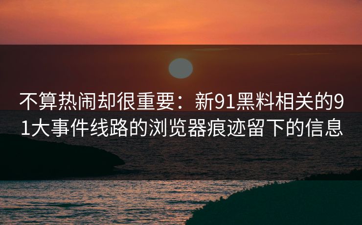 不算热闹却很重要：新91黑料相关的91大事件线路的浏览器痕迹留下的信息