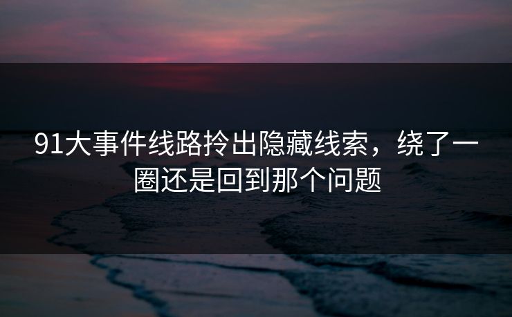 91大事件线路拎出隐藏线索，绕了一圈还是回到那个问题