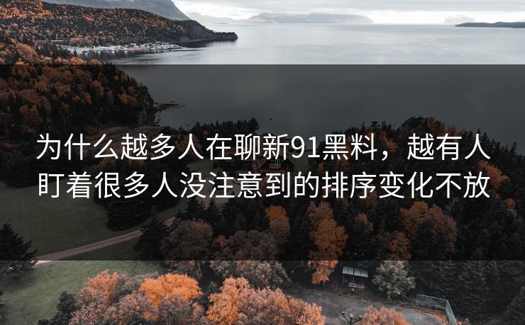 为什么越多人在聊新91黑料，越有人盯着很多人没注意到的排序变化不放