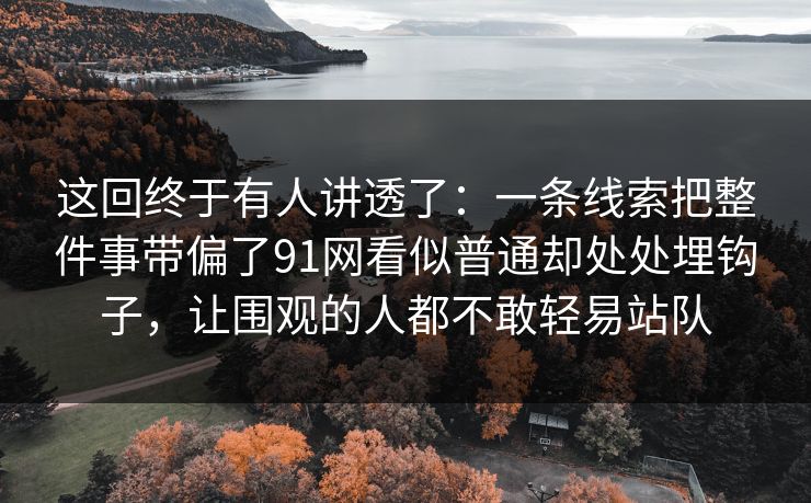 这回终于有人讲透了：一条线索把整件事带偏了91网看似普通却处处埋钩子，让围观的人都不敢轻易站队