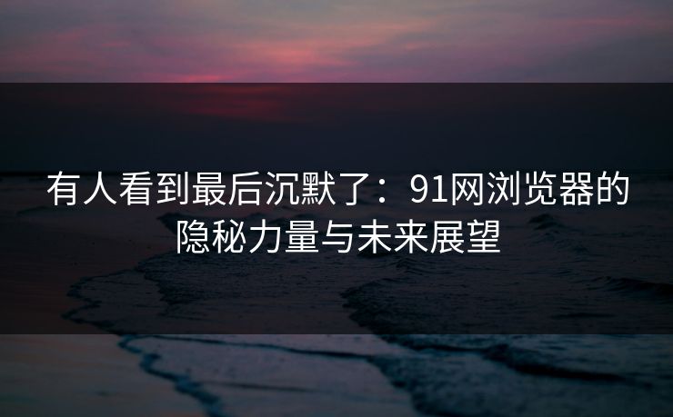 有人看到最后沉默了：91网浏览器的隐秘力量与未来展望