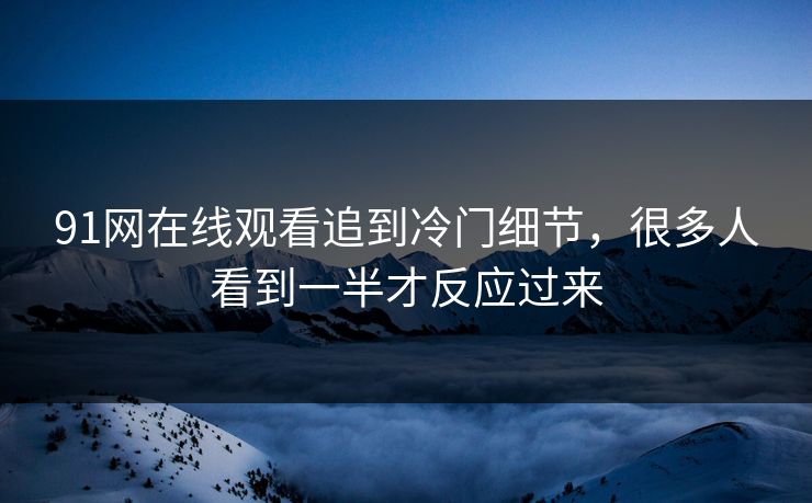 91网在线观看追到冷门细节，很多人看到一半才反应过来