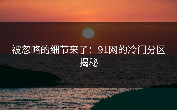 被忽略的细节来了：91网的冷门分区揭秘