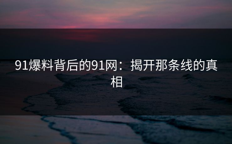 91爆料背后的91网：揭开那条线的真相
